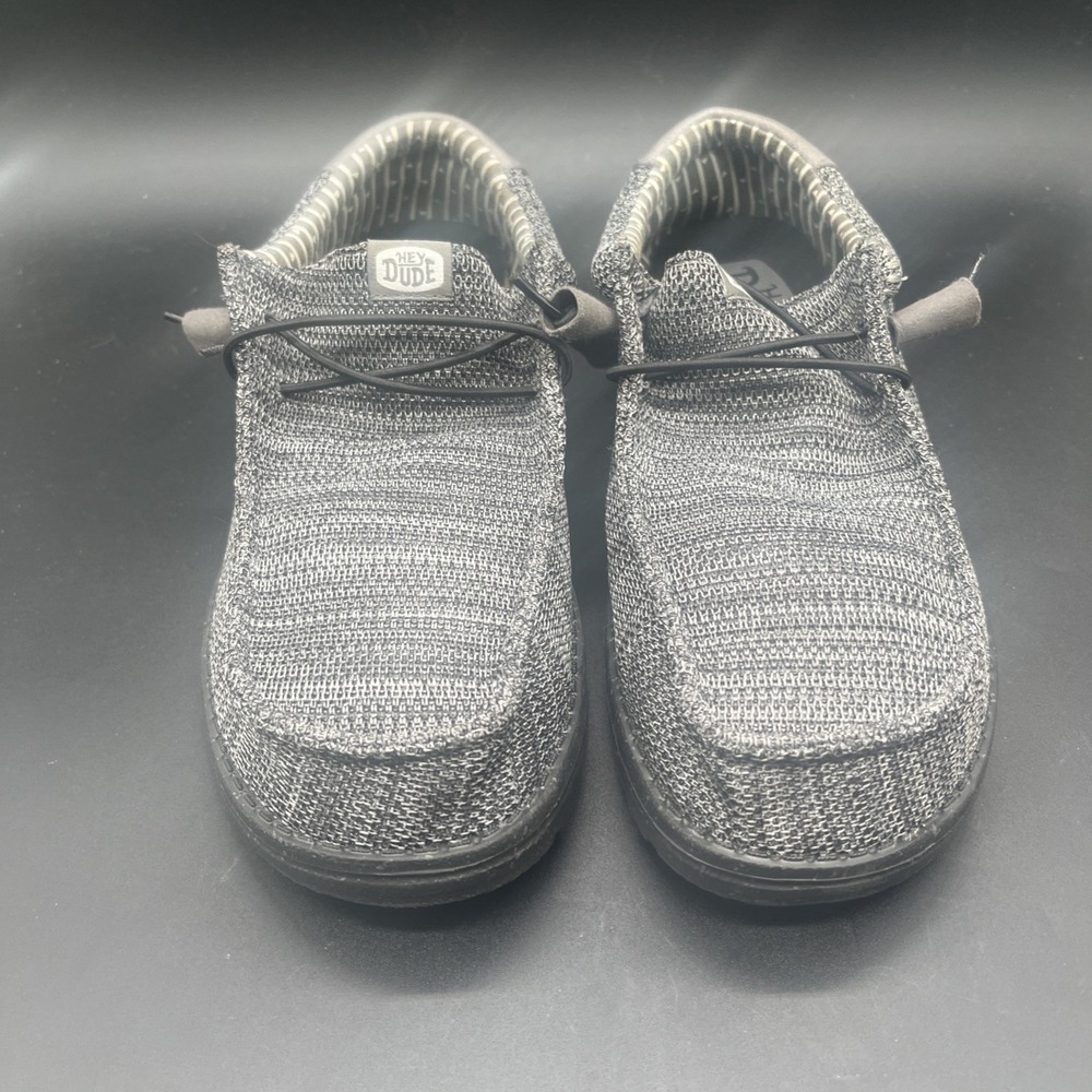 Hey Dude Wally Stretch Sox Size 9 Granite Grey / Black Slip On Loafer Mesh